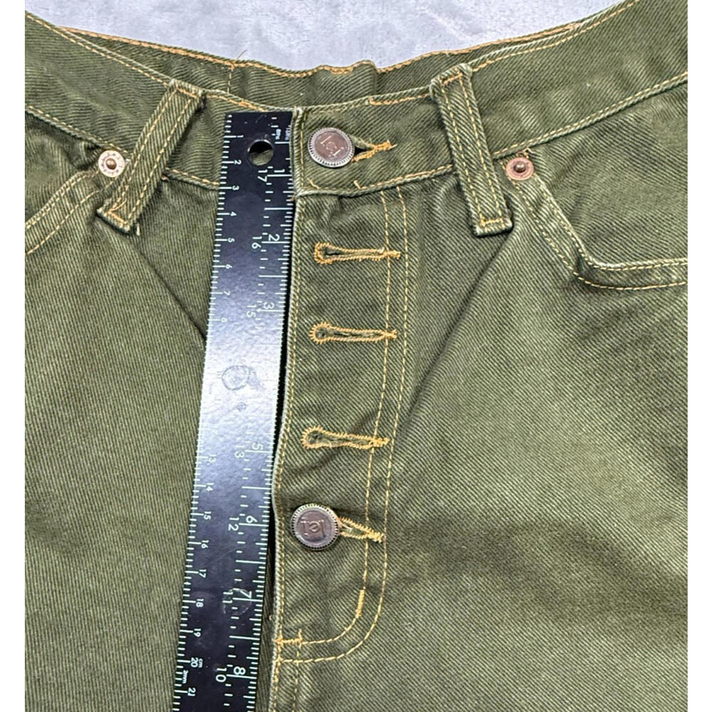 Vtg LEI High Waisted Jean Shorts Size 9 5-Button Fly in Hunter Green Y2K - Picture 4 of 9